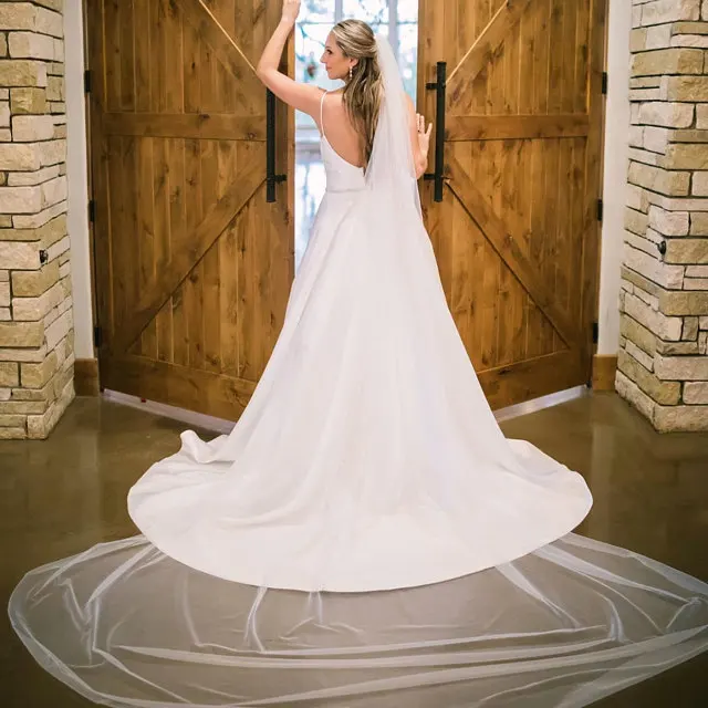 

One layer wedding veil tulle 3.5 meter long cut edge bridal veil