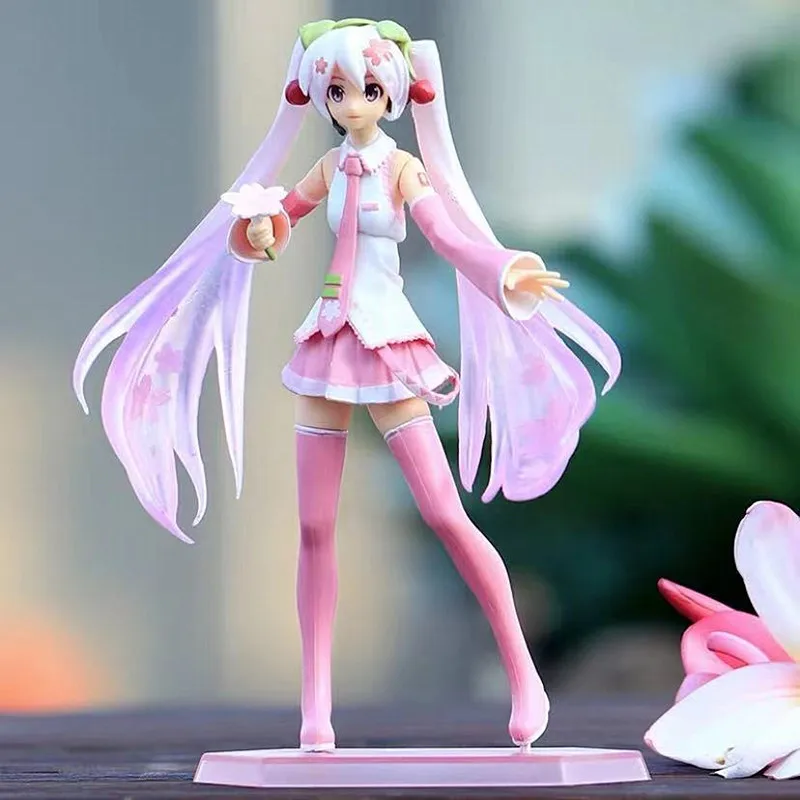 8 Estilos Japão Anime Sakura Miku Hatsune Figura Kawaii Roupas Pretas Roxo  Cabelo Figuras De Ação Brinquedos Meninas PVC Modelo Menina