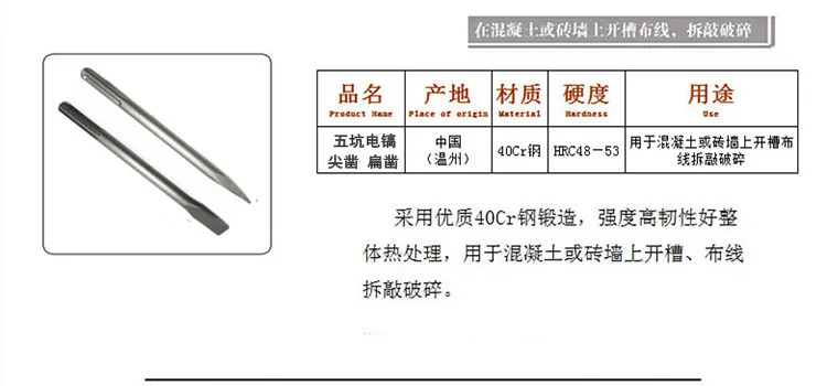 Wukeng Электрический отбойный молоток сверло острые палочки плоская палка топор наконечник долото GBH5-38D 40D адаптация Hilti Bosch SDS-MAX