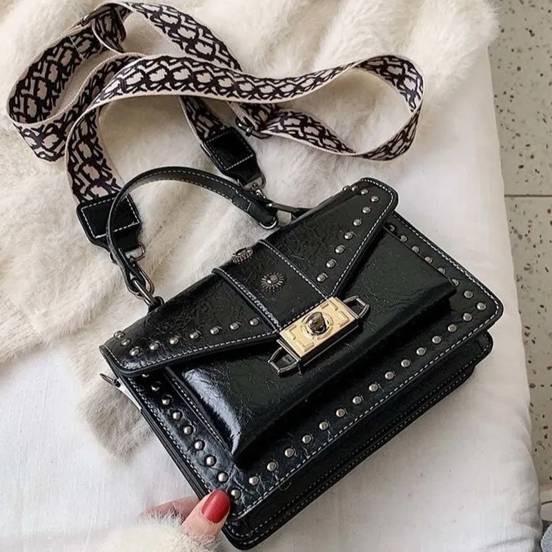 Винтажные Сумки из искусственной кожи с заклепками женские сумки через плечо