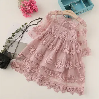 

2019 Summer Party Dresses For Girls Lace Wedding Floral Dress Baby Girl Party Kids Dresses For Girls Princess Flower Dress 3 8Y