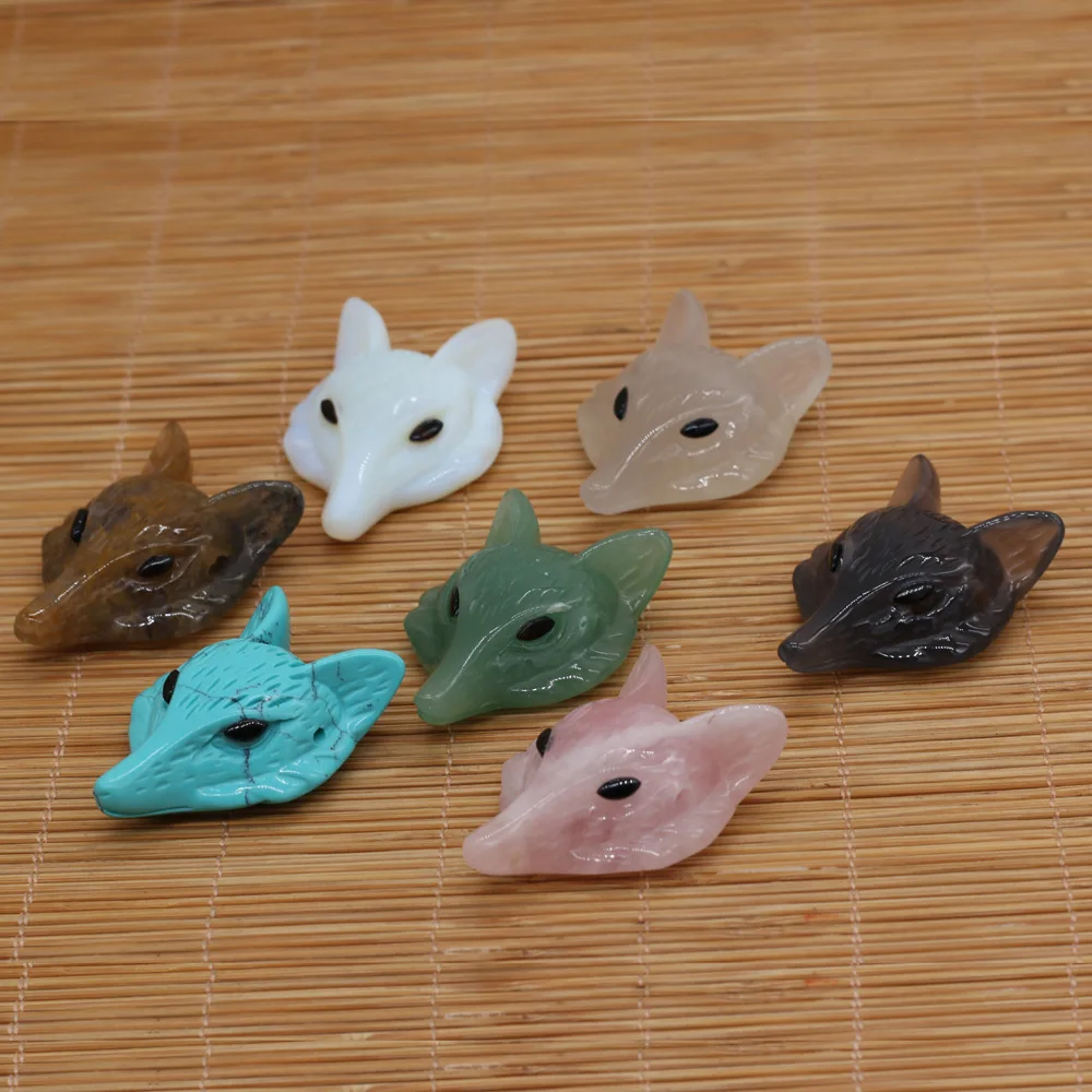 

Оптовая продажа, 4 шт., натуральные полудрагоценные камни в форме головы агата лисы, незакрепленные бусины для изготовления ожерелья, браслета, сережек, ювелирных изделий, подарок