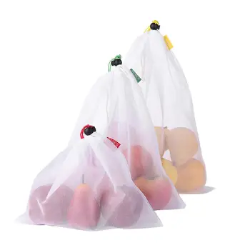 

3/15pcs 3 Size Reusable Mesh Produce Bags Kids Toy Bag Fruit Bags for Grocery Shopping Storage