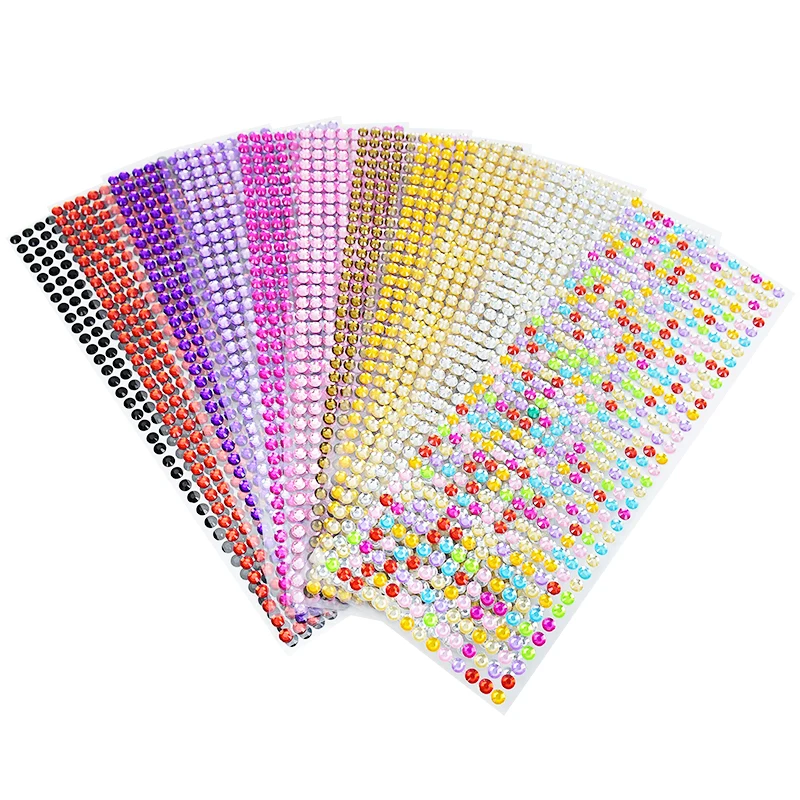 1040pcs/Sheet Mobile PC Diy Acrylic Decals Glitter Bling Rhinestone Self Adhesive Scrapbooking Car Art Sticker Bags Shoes Decor