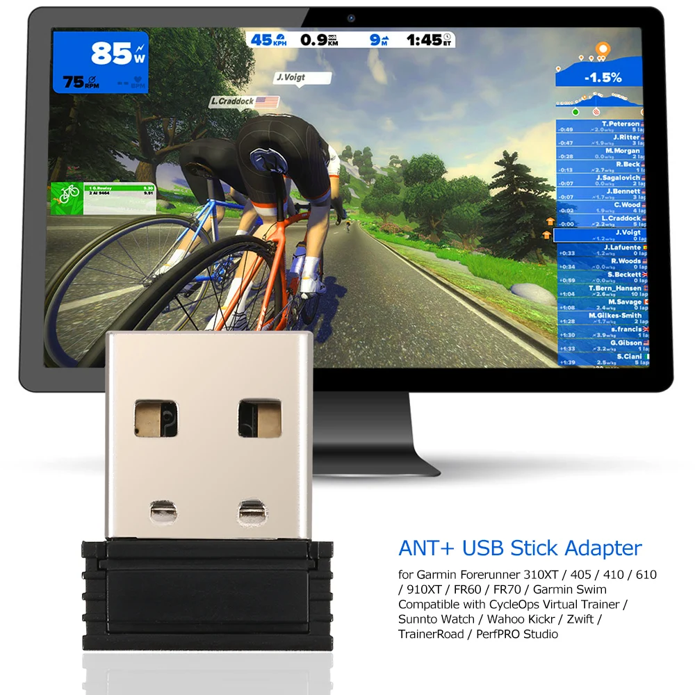 Mini Ant + Adaptateur de clé USB pour Garmin pour Zwift pour Wahoo