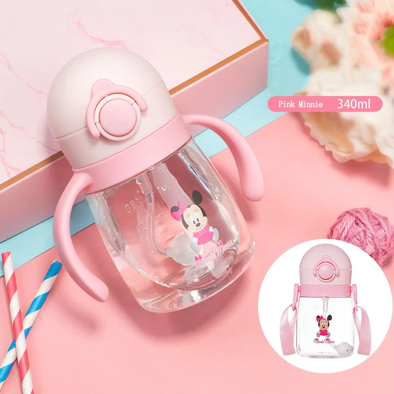 Minnie Дисней Микки MouseBaby обучающая чашка 340 мл бутылочка для кормления детская чашка Сиппи детская питьевая вода с ручкой соломы бутылочка для кормления - Цвет: Minnie