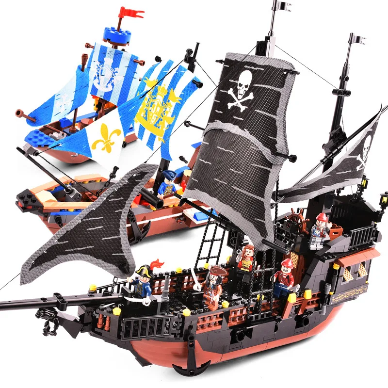 

Kids Toys Black Pearl Caribbean Pirate Ship Building Blocks Royal Warship Dead Island DIY Model Toys For Kids Christmas Gifts