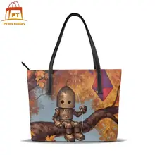 Робот сумка робот сумки с верхней ручкой высокое качество Подростковая кожаная сумка университетский узор женские сумки