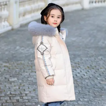 

Baby girls clothes children thicker real fur collar outerwear hooded duck warm coat kids Winter down jackets for girls Y2610
