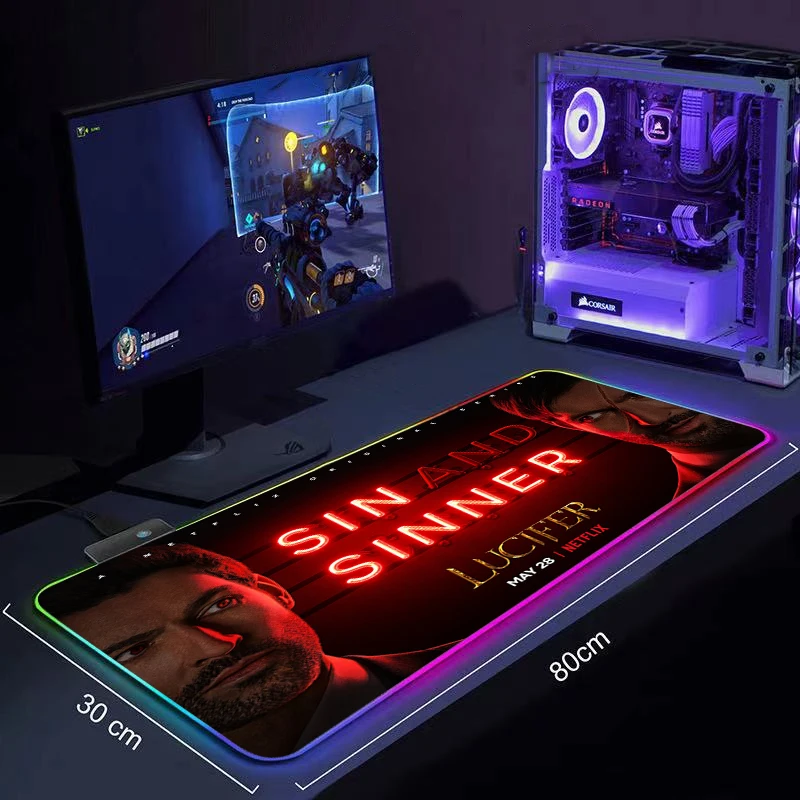 RGB Mouse Pad Gamer Large gaming accessories to Keyboard Laptop Computer Speed TV Show Lucifer PC Desk Mat 900x400mm mousepad