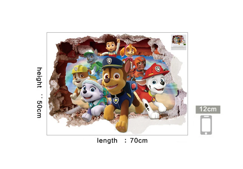 Горячая Paw Patrol 3d наклейка «Щенячий патруль» Настенные обои для детской комнаты украшение ПВХ фигурка аниме-наклейки игрушки подарки 2A07