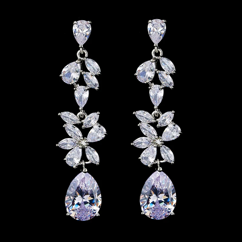 

Ekopdee Luxury Teardrop Cubic Zirconia Water Drop Earrings For Women Crystal Elegant Bridal Wedding Party Jewelry Pendientes