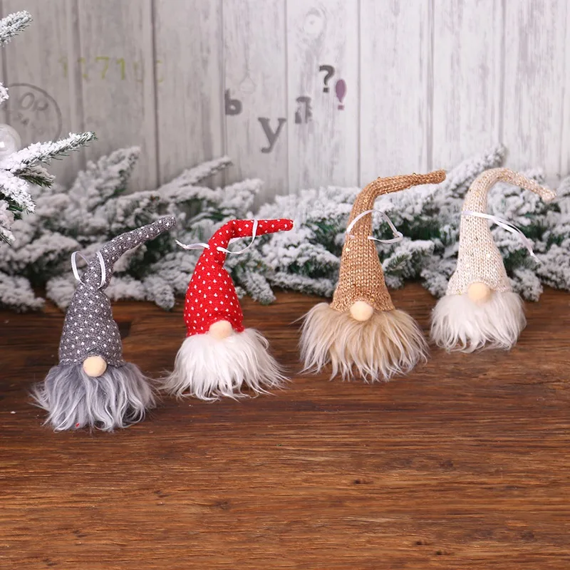 

Lighting Gnome Doll With Knitted Hat Christmas Pendant Decorative Hanging Ornament Indoor Holiday Party Favor H