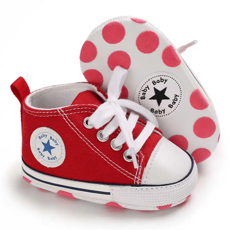 Детская обувь для мальчиков и девочек; новые цветные парусиновые кроссовки; удобные дышащие кроссовки для новорожденных; обувь для малышей - Цвет: Красный