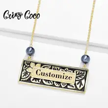 Cring Coco Hawaiian Design Name Pendants & Necklaces for Women Trendy Women's Personalized Letter Choker Necklace Mother's Gifts