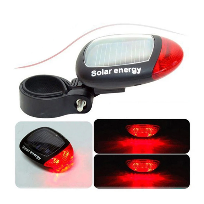 Solar Power LED Bicycle Lights Waterproof Bike Taillights Laser Safety Warning Cycling Lights