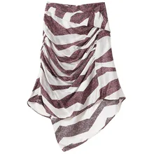 Асимметричная юбка с принтом женские с высокой талией на молнии сзади модные юбки