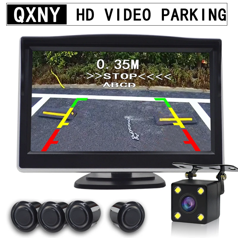 

NY2208 Parking Sensor Reverse Backup Assistance Car Visual Reversing Radar image System + Auto Rearview Camera Mirror Monitor