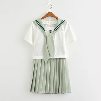 

Matcha Green JK Uniform Set Japanese Female Student School Uniform Pure Female Student Cosplay Summer Skirt Suit Sailor Suit