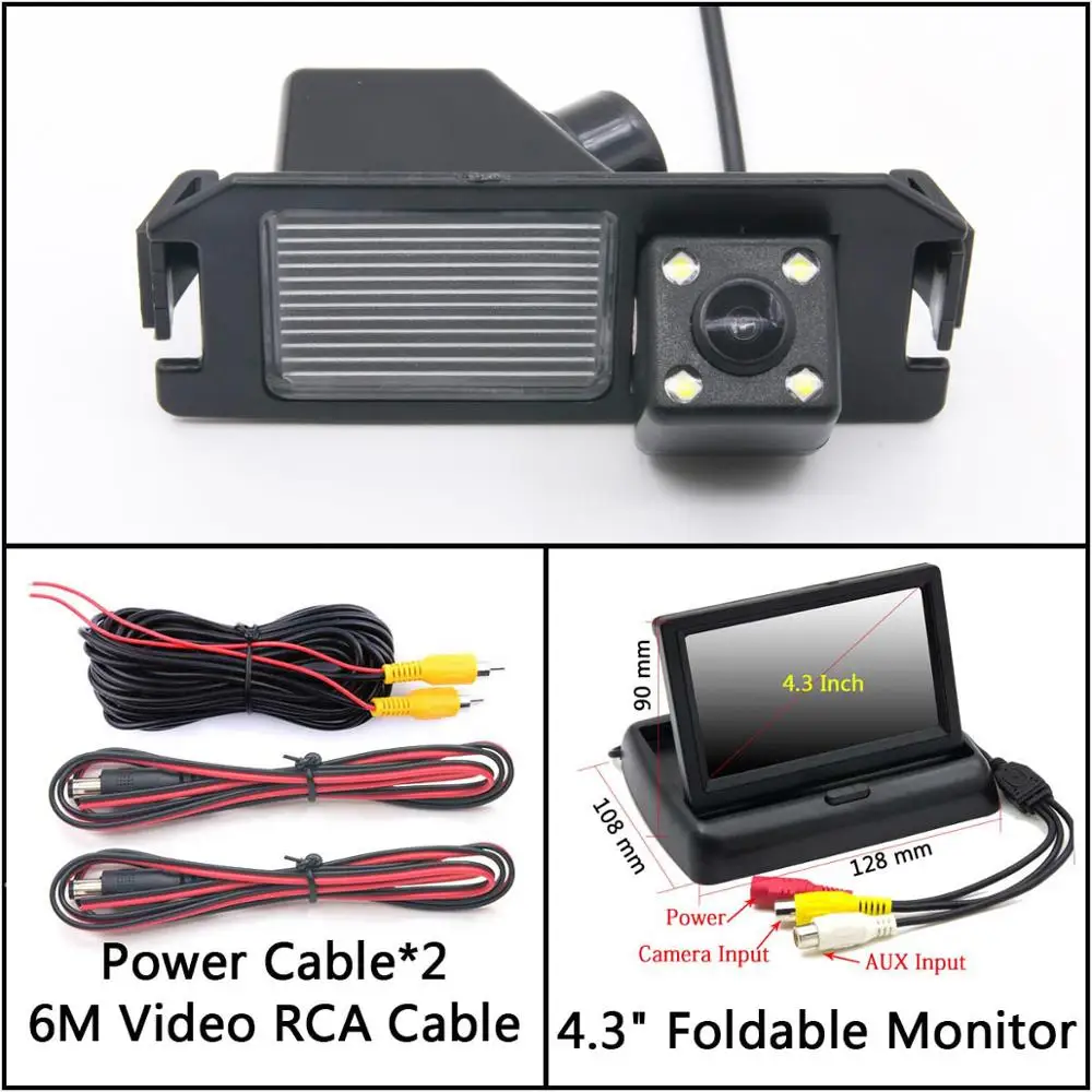 4 LED light Reverse Rear View Camera For kia plcanto Morning Rio 3 Soul MK1 MK2 Niro DE Car Parking Monitor Night Vision - Название цвета: Cam N 4.3 inch Fold