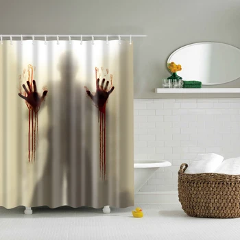 

Blood hand Curtain Bathroom Waterproof Polyester Shower Curtain Leaves Printing Curtains for bathroom shower
