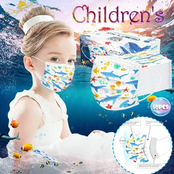 

50/40/30/20/10pcs/Box Children Mask Cute Cartoon Printed Facemask Mascarillas Soft Breathable Earloop Face Mask masque#Y5