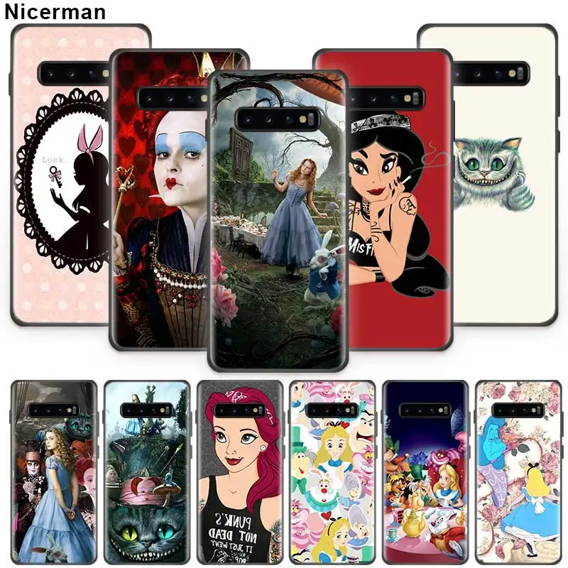 

Princess Alice in Wonderland Case for Samsung Galaxy S10 5G S9 S8 S7 Plus S10e Note 9 10 8 Black Silicone Phone Shell Coque caso