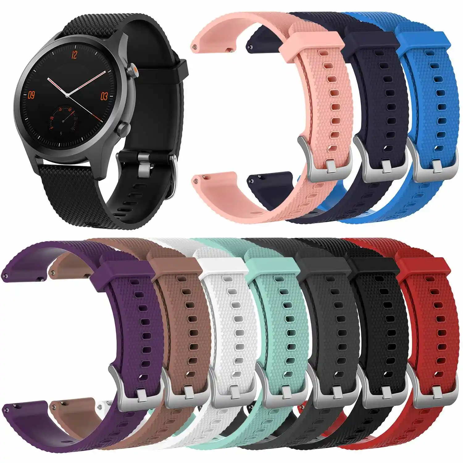 Bakeey для samsung для Galaxy для Amazfit Смарт-часы 20 мм замена силиконовый ремешок часов зерно наручные Смарт-часы ремешок