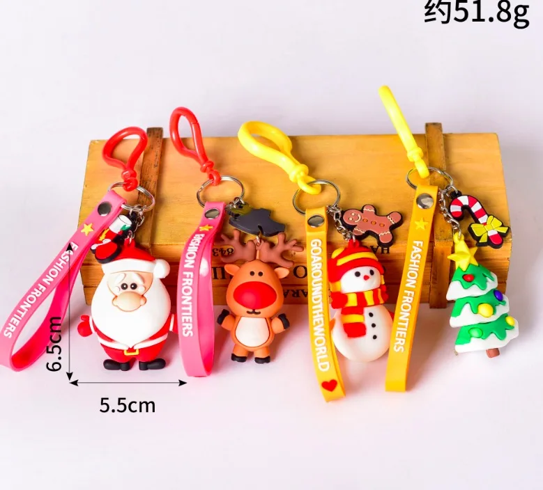 

PVC Christmas Key Ring For Gift Santa Claus Snowman Christmas Tree Pendant Key Ring