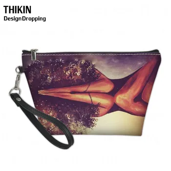 

THIKIN Fashion African American Couple Printing Travel Cosmetic Bag Women Make Up Pouch Organizer Portable Toiletry Bags Neceser
