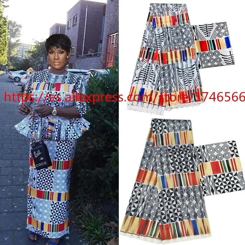 2019 Popular Wax fabric Top Quality Vintage Silk wax cloth African Prints Fabric 3+3yards/lot for Party Dress ! L70198 | Дом и сад