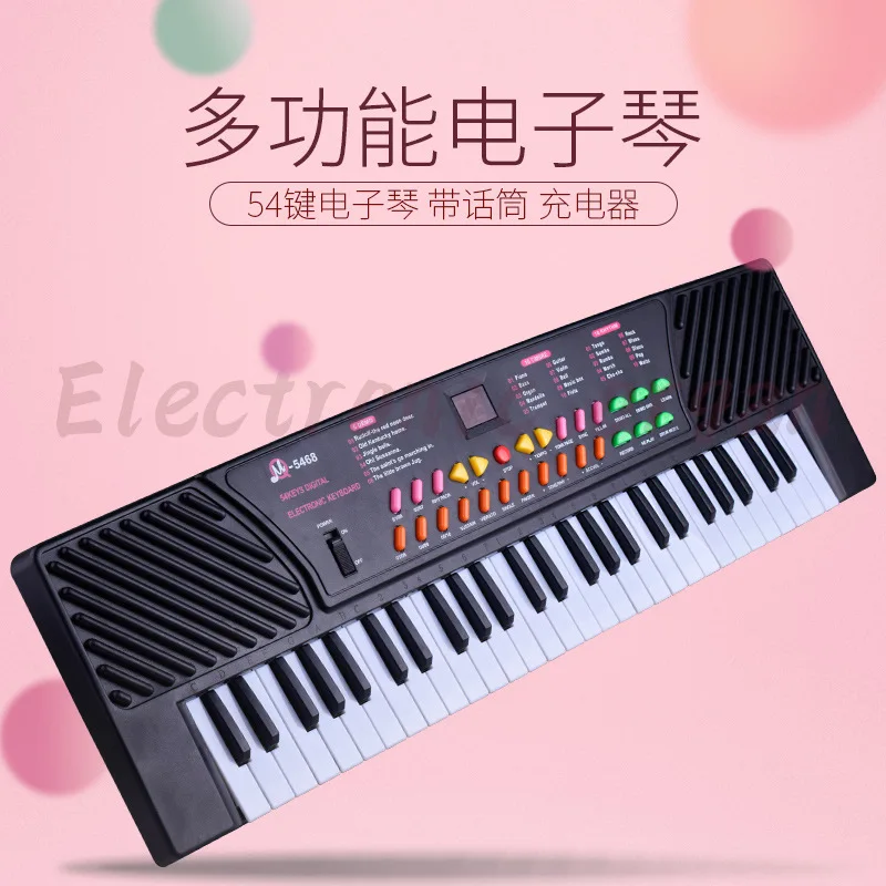 

Children Model 54 Key Electronic Keyboard Educational Multi-functional Plug-in Type with Microphone Music Piano Musical Instrume