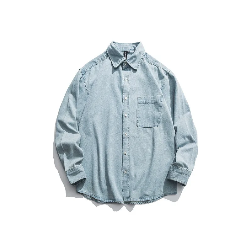 

Wu Airlines 2020 Spring New Style Fold-down Collar Shirt Men Japanese-style Retro Loose-Fit Workwear Shirt Couples Versatile Coa