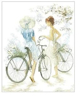 Higher Cotton High Quality Counted Cross Stitch Kit Girls On Bicycle Bike  Lanarte 33788 Twee Meisjes Met Twee Fietsen - Cross-stitch - AliExpress