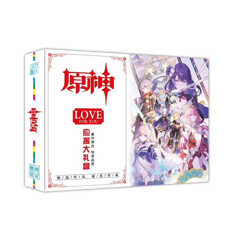 

New Genshin Impact Game Gift Box Diluc Venti Klee DIY Cartoon Bookmark Notebook Poster Sticker Anime Around