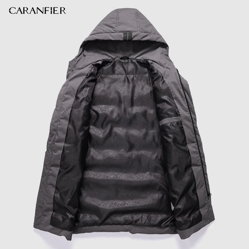 CARANFIER 6XL 7XL 8XL мужская длинная парка Теплая Зимняя брендовая куртка Роскошная водолазка с капюшоном и воротником ветрозащитная мужская одежда в сдержанном стиле