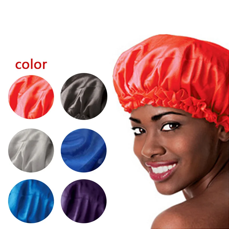 

Women's Satin Solid Wide-brimmed Sleeping Hat Night Sleep Cap Hair Care Bonnet Nightcap For Women Men Unisex Cap bonnet de nuit