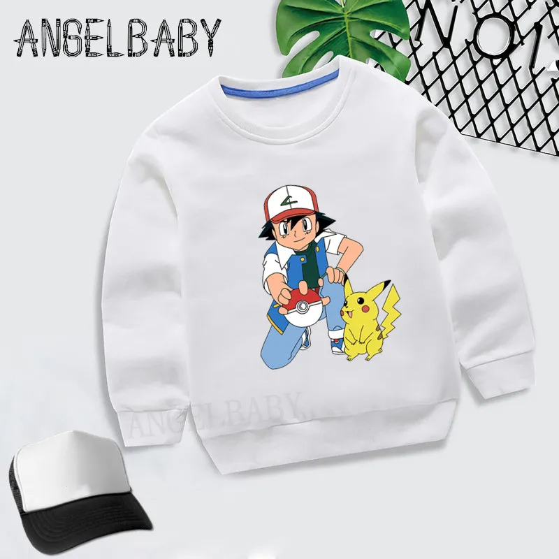 Boys Girls Sweatshirt Kids Pokemon Go Ash and Pikachu Cartoon Hoodies Children Autumn Tops Baby Cotton Clothes,KYT2171
