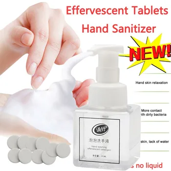 

10PCS Effervescent Tablets ＋Bottle Alcohol-free Hand Sanitizer Foam Type Super Clean Power Strong Disinfect Remove Bacteria