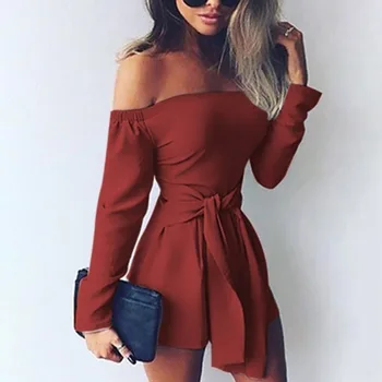 

New hot sale European and American women's stitching word shoulder strapless casual solid color lace jumpsuit
