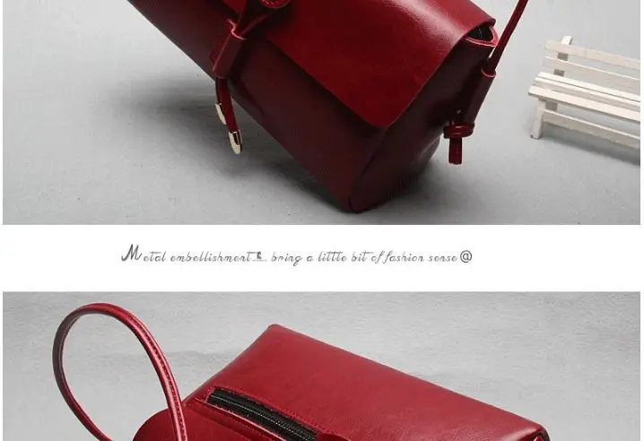 New Korean Version of Oil Wax Cowhide Small Square Bag Retro Leather Simple Women's Single Shoulder Bag