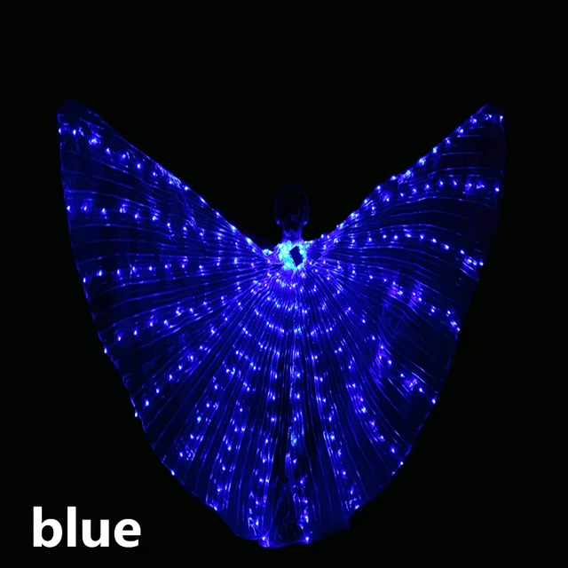 Belly led dance wings Isis wings led glow belly dance gadgets wings costume butterfly wings adult with adult children's sticks Blue