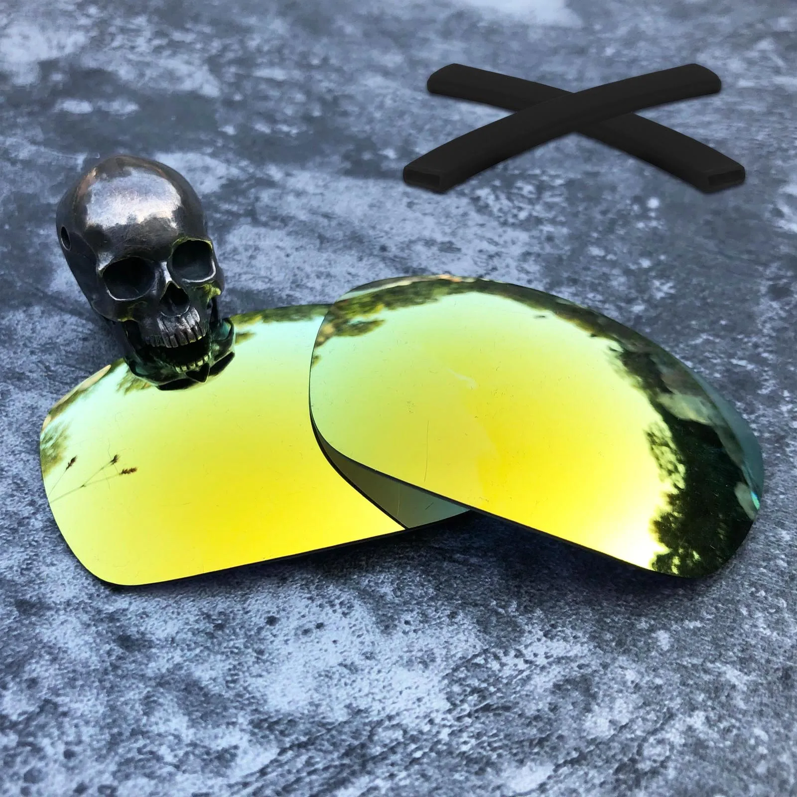 24K Gold-Black ES Firtox настоящие поляризационные расширенная замена линз и черные носки с ушками для-Oakley Jawbone солнцезащитных очков(срок службы линзы только)-несколько вариантов - Цвет линз: 24K Gold-Black ES