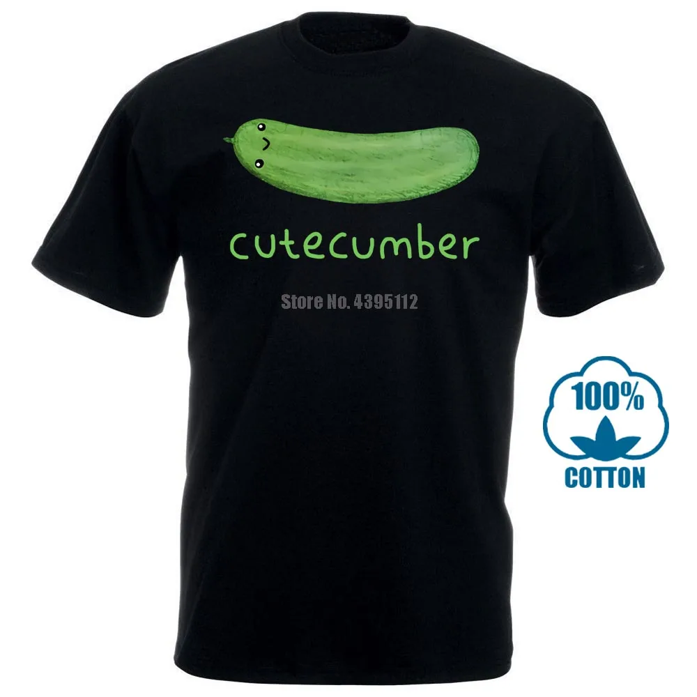 Cutecumber T-Shirt Men Tops Pickle Rick Tee Shirts Cucumber Cartoon T Shirt Summer Funny Clothing Custom Company | Мужская одежда