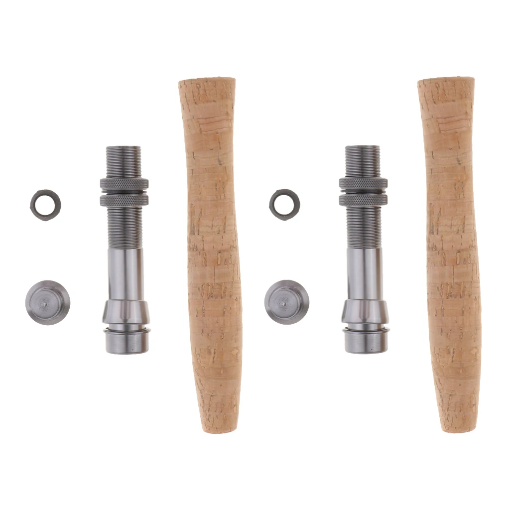 2x Cork Fly Fishing Rod Handle Grip with Reel Seat for Rod Building Fishing Rod Handle Grip with Reel Seat