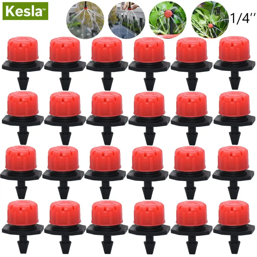 

30-500PCS Adjustable 1/4 Irrigation Misting Dripper Sprinkler Head Micro Flow Drip Head Garden Watering Tool Lawn Greenhouse
