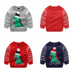 Зимний Детский свитер, одежда для мальчиков, двойной толстый хлопковый свитер, Рождественский жаккардовый вязаный плотный свитер с