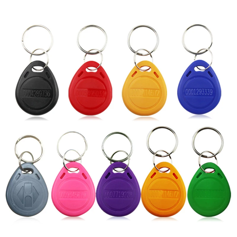 10pcs 125 KHz RFID Tags Waterproof Rewrite Duplicate Keyfobs Key Ring Proximity Token For ID Attendance System Support Dropship keypad card reader access control