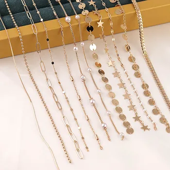 

2M Round Star Beads Chain Bulk Chain Gold Oval Link Bulk Chains DIY Wallet Chain Jewelry Necklace Making Handmade Accessories