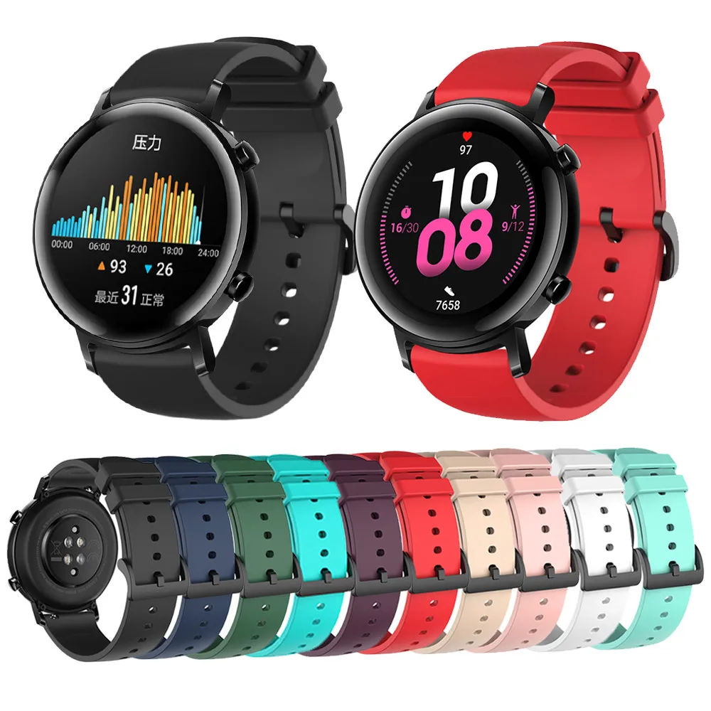 

20mm Silicone Watch Band for Huawei Watch GT2 42mm Soft Sport Strap for Samsung Galaxy 42mm Active2 Gear S2 Watchband Bracelet